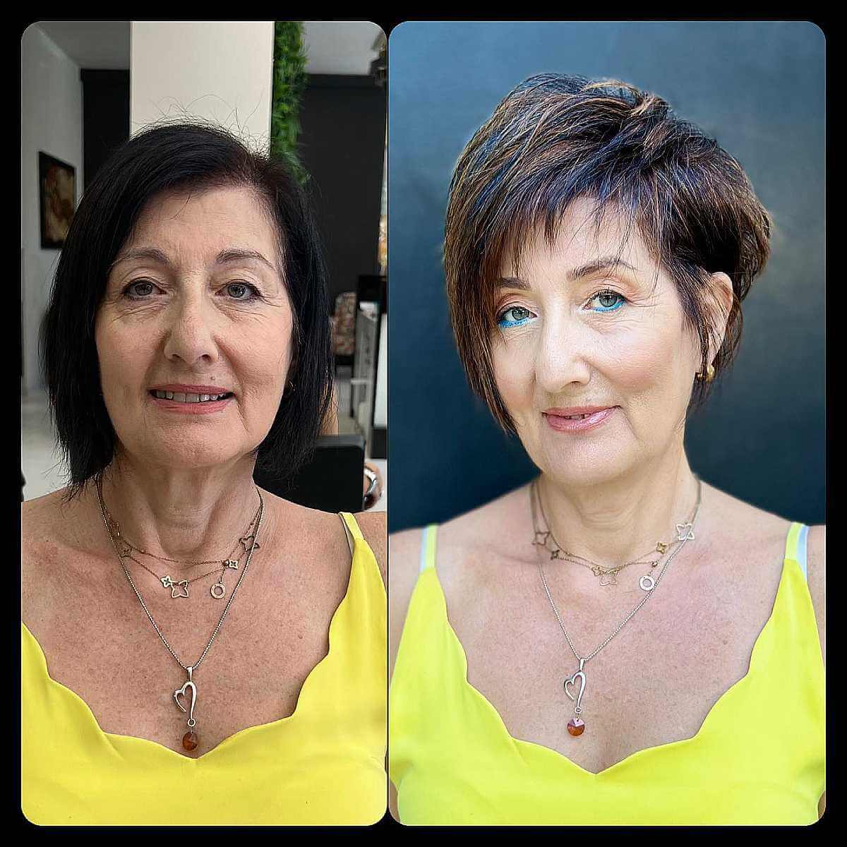Asymmetrical Long Pixie with Highlights for Thin Hair