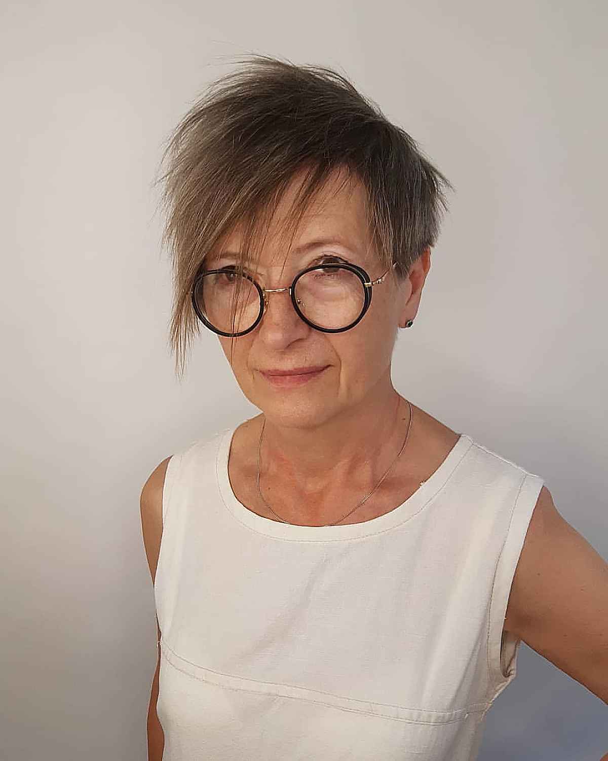 Asymmetrical Pixie Cut for Ladies over 70