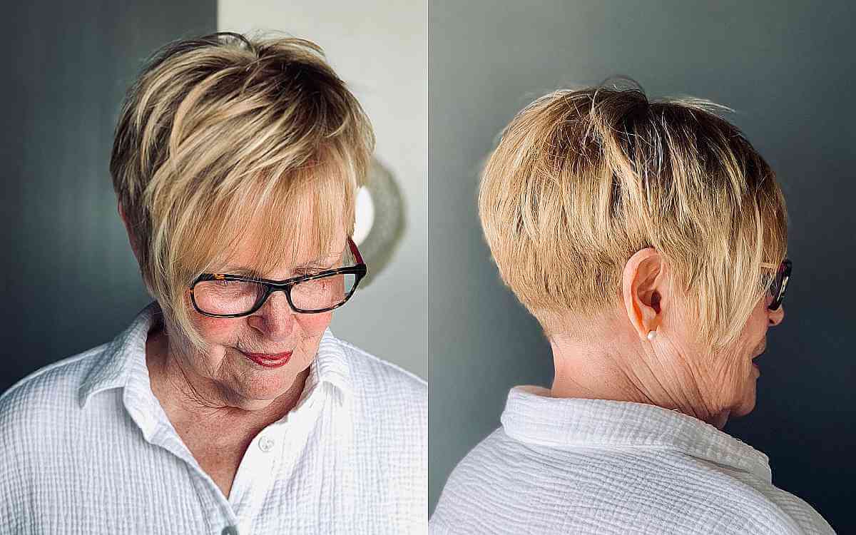 Asymmetrical Pixie Cut for Women Over The Age of 60