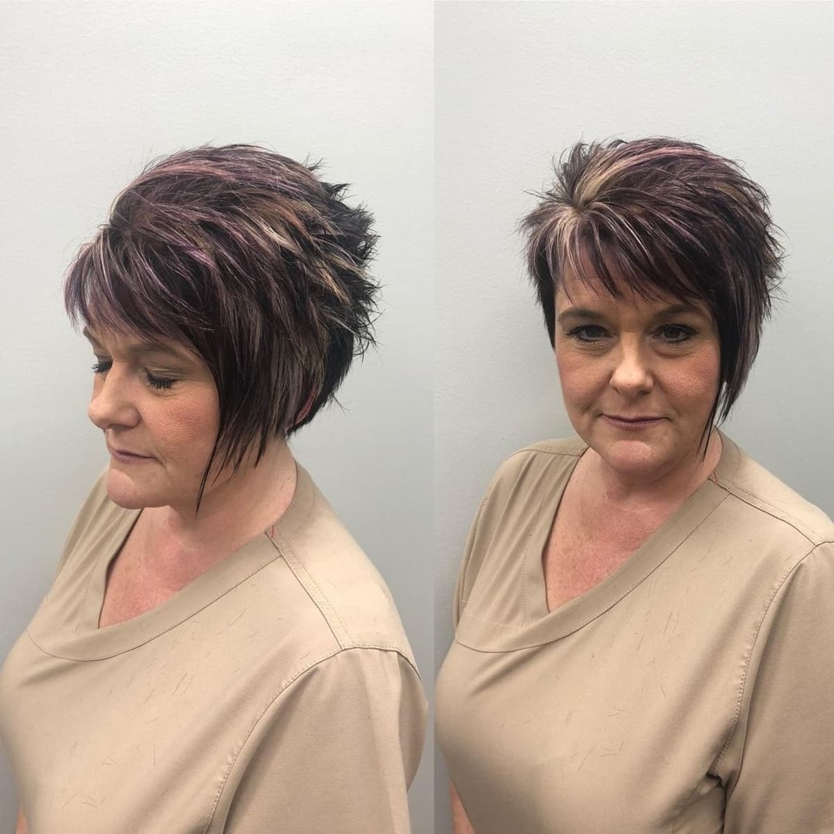 Asymmetrical Short, Sassy and Stacked Cut for women in their 60s