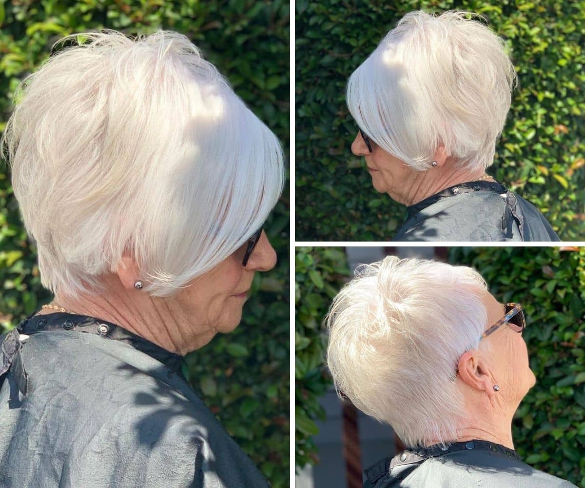 Classic Asymmetrical Style for Ladies Over 60 with White Hair