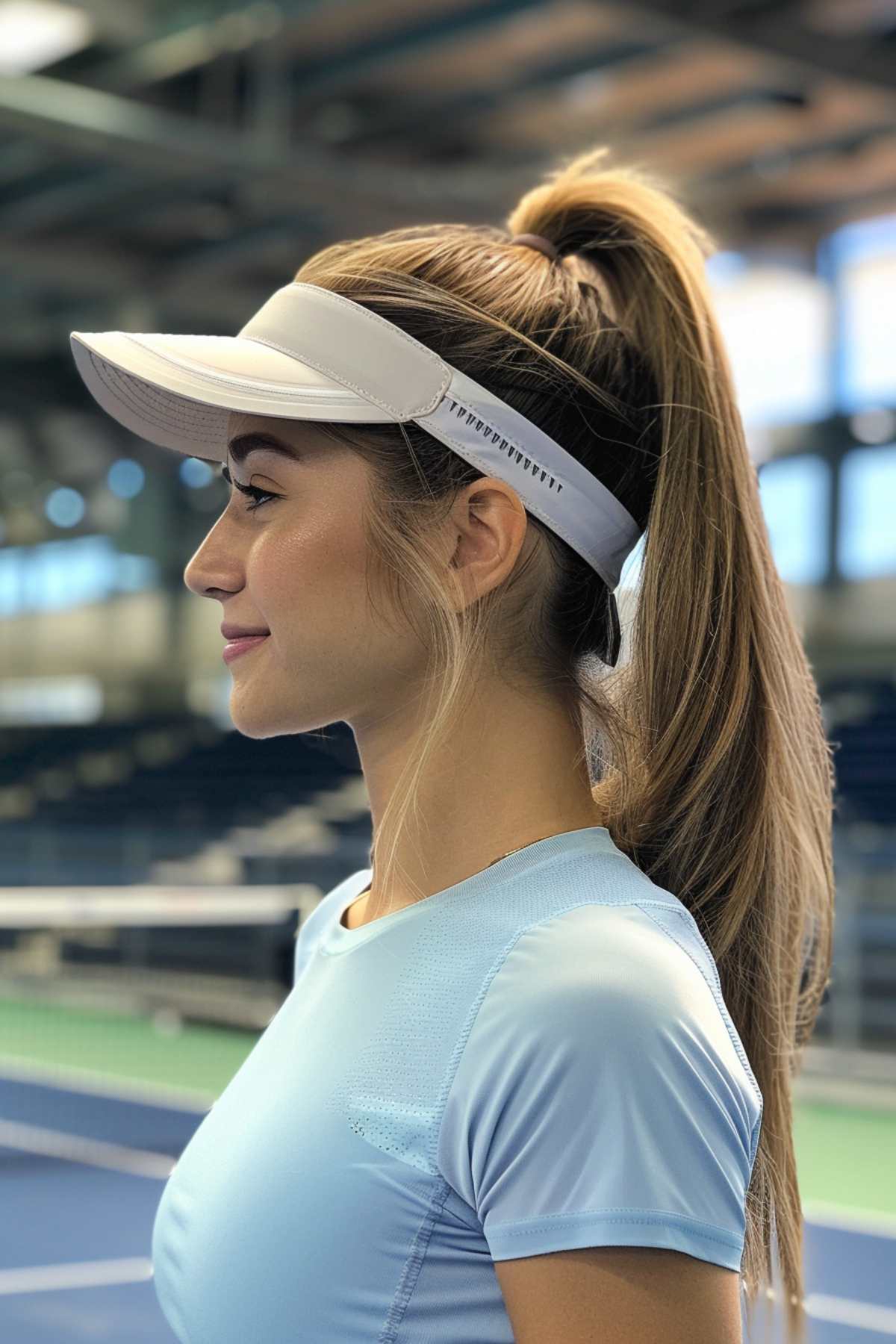 High ponytail with visor for volleyball players