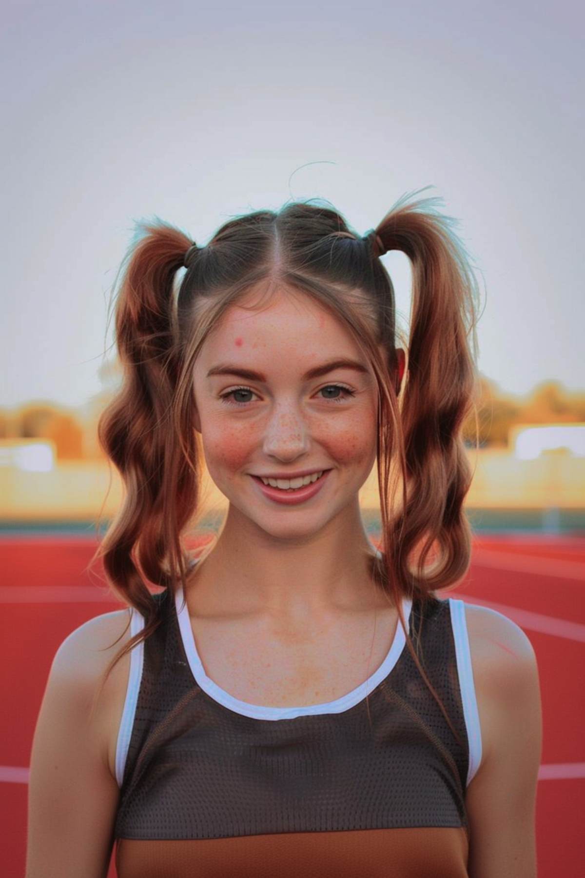 Pigtails for medium length hair in athletic activities