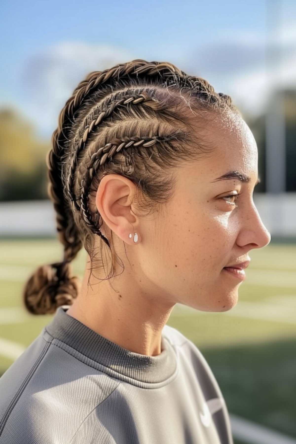 shoulder length cornrows for athletic activities