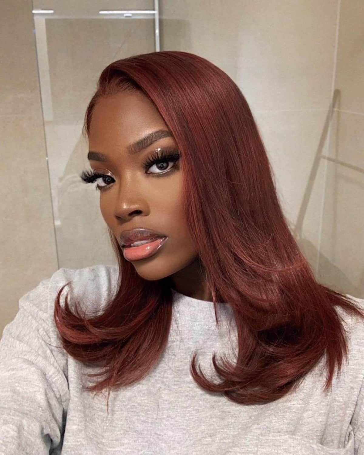 Auburn hair color on African-American women