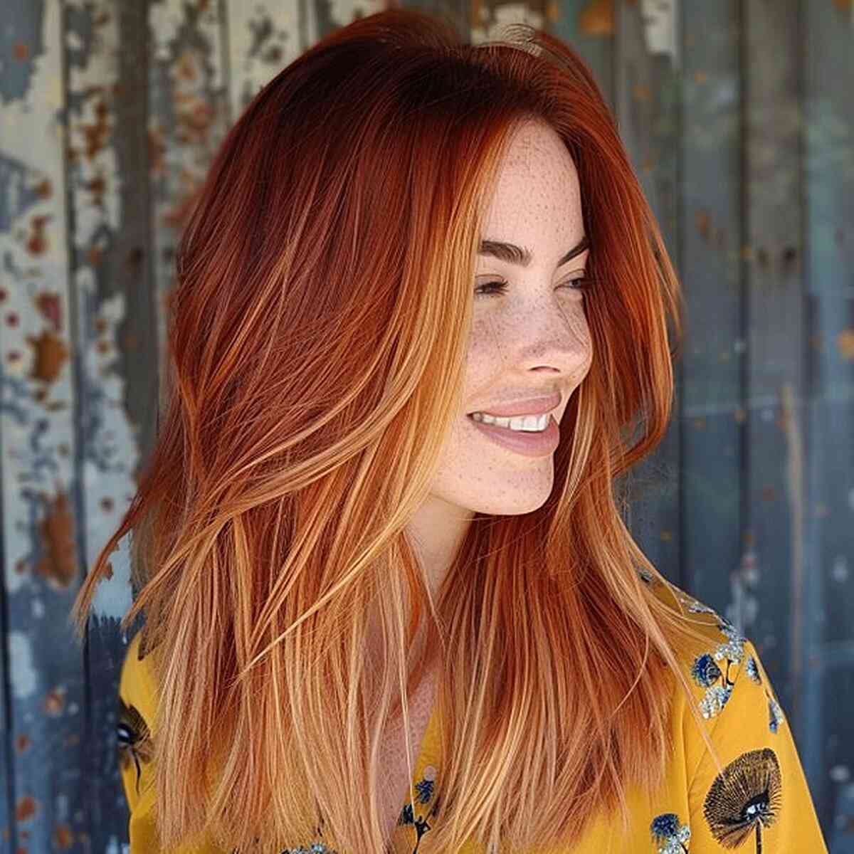 Auburn Ombre with Hints of Red Brown Color.