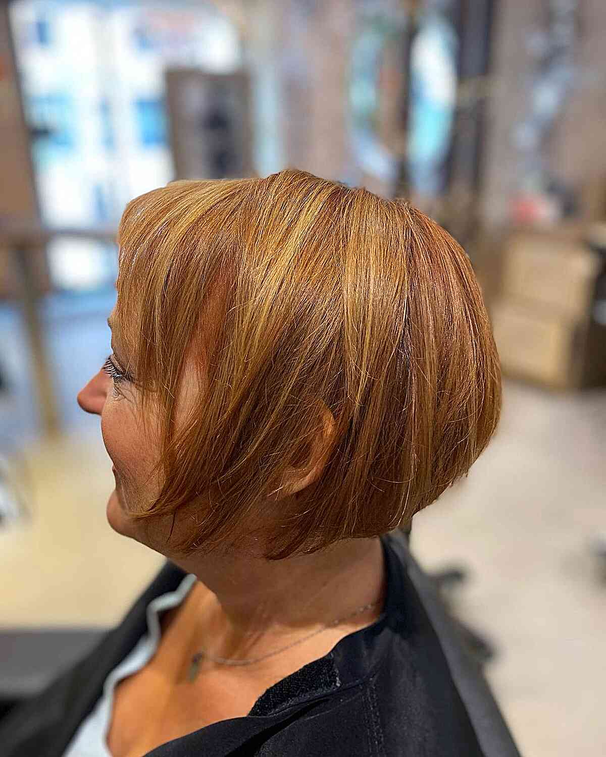 Autumn-Style Warm Strawberry Blonde Tone for Older Ladies Over 60 Short Hair