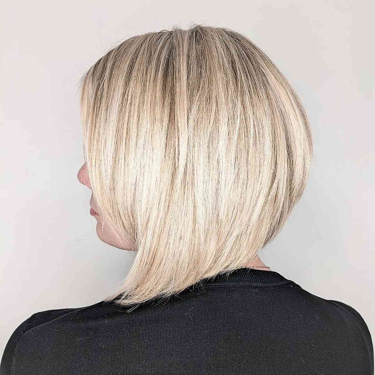 Back view of a long inverted bob