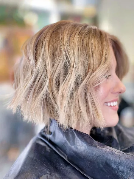 A Balayage Blunt Bob with Slight Graduation