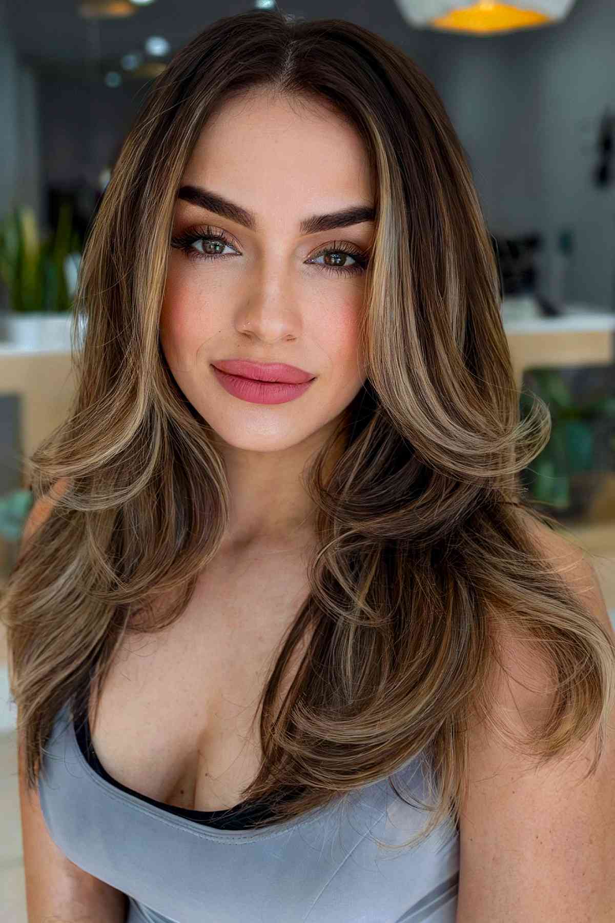 Balayage with face-framing layers hairstyle