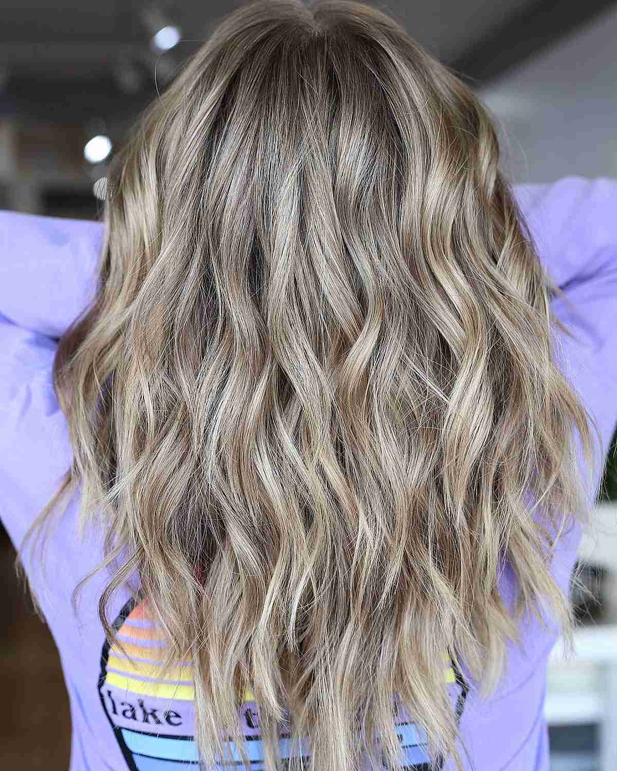 Balayage Medium Blonde Hair with Choppy Layers