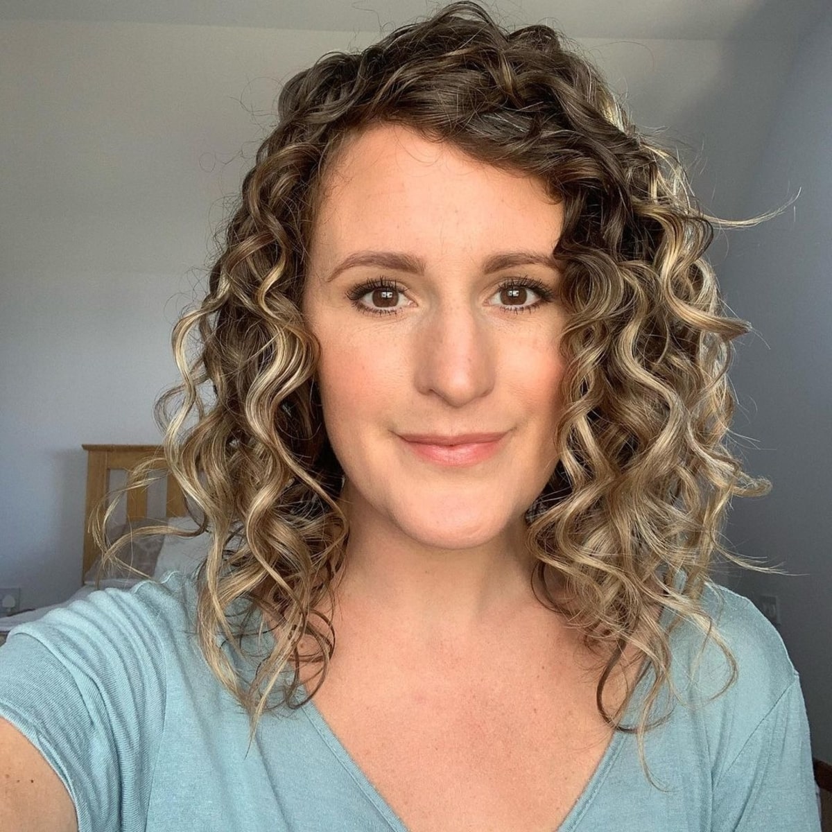 Balayage ombre on mid-length curls