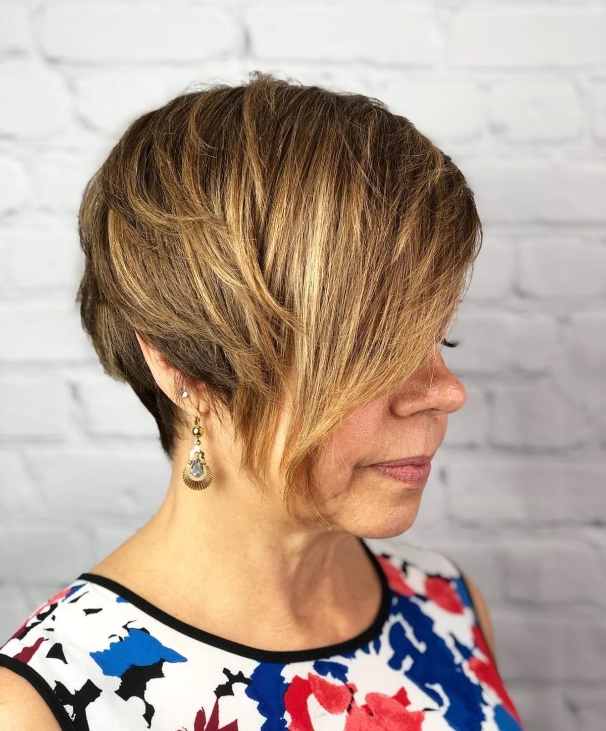Trendy Balayage pixie for women over 60