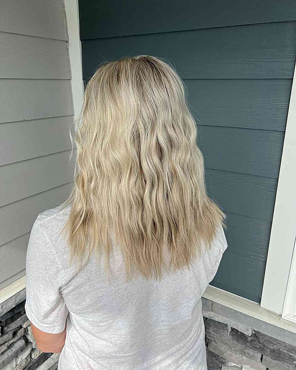 Barbie Blonde Babylights and Beach Waves for Mid Back Hair