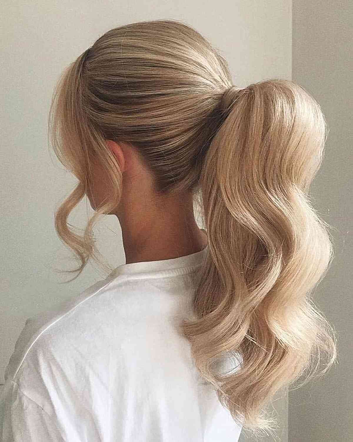 Barbie Blonde Ponytail Updo with Big Waves for Long Hair