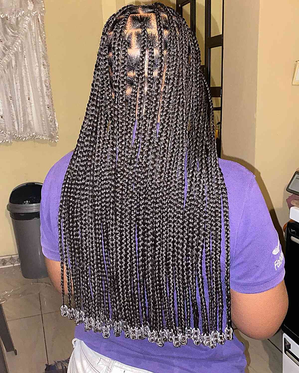 Beads on Square Parted Knotless Braids