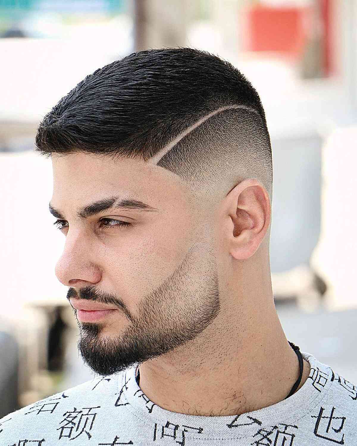 Beard Fade with a Surgical Line for Men with Short Hair
