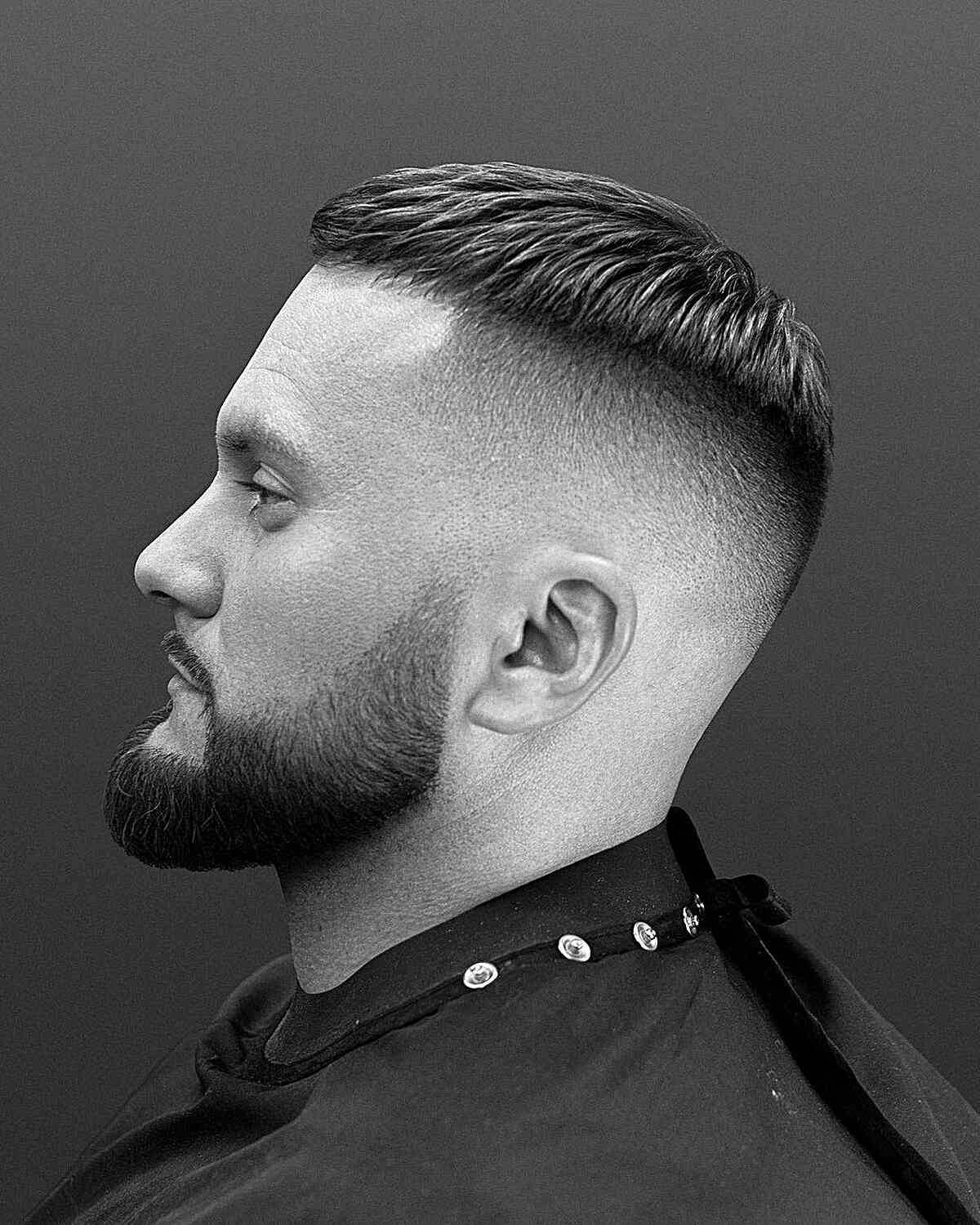 Beard Fade with a Very High Fade for Guys with thick short hair