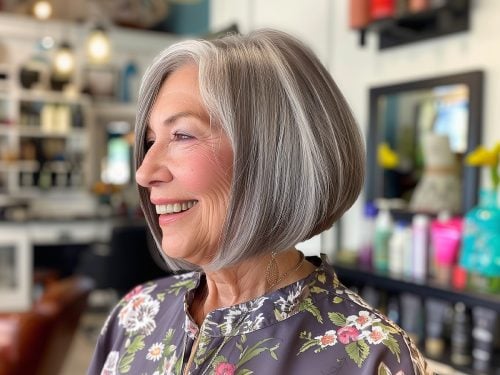 Beautiful angled bobs for women over 70