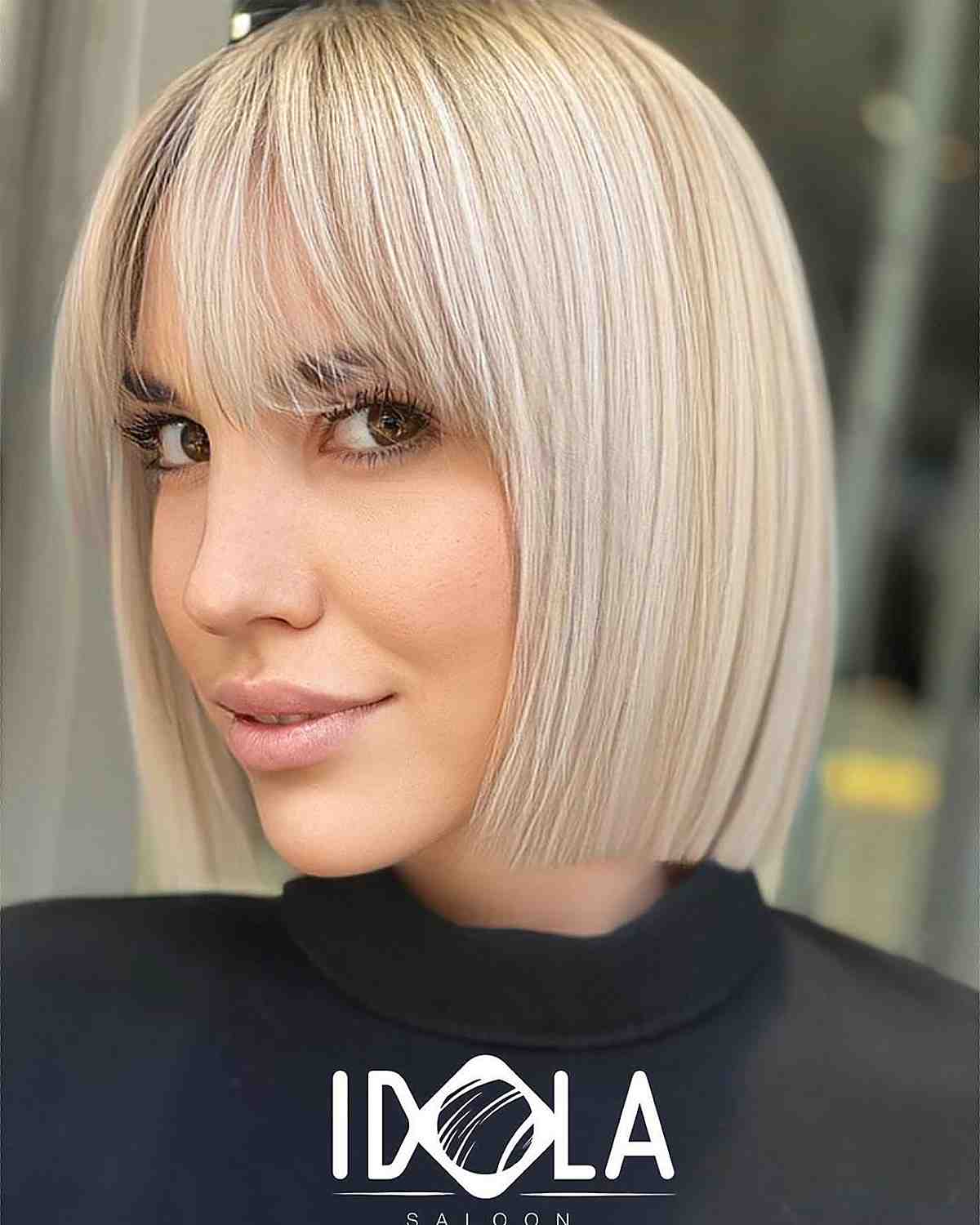 beautiful blunt bob with bangs hairstyle