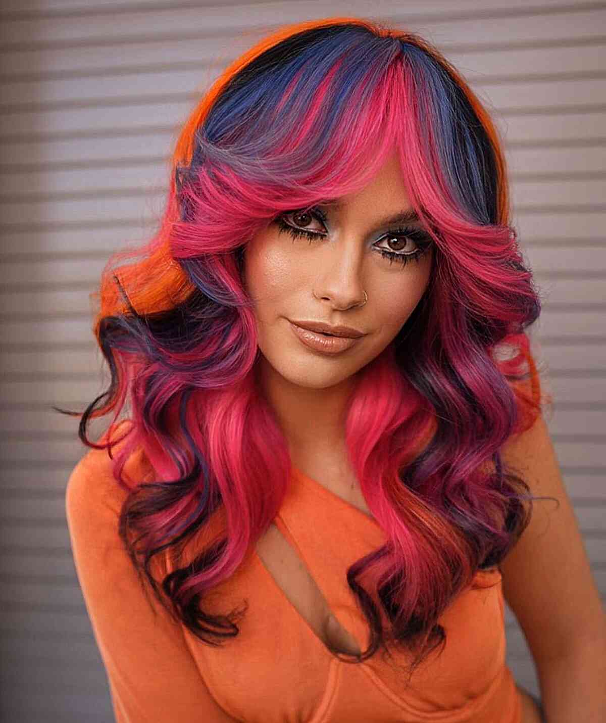 Beautiful Color Combo with black and reddish pink hair color