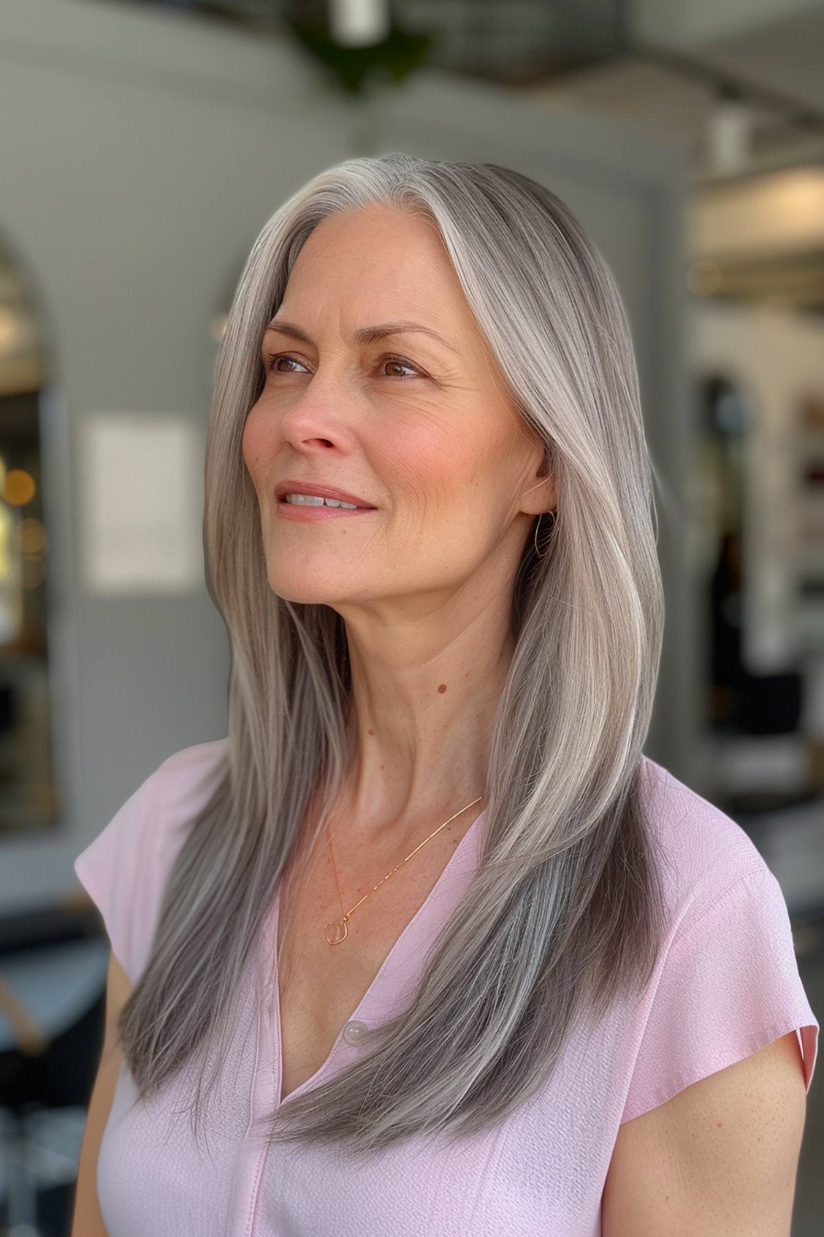 Beautiful gray long hair for women over 50