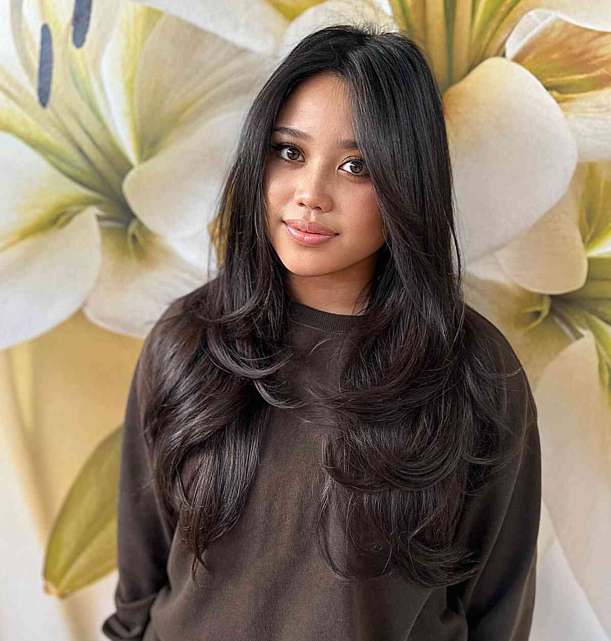 Beautifully Layered Long Hair with Front Layers and a middle part