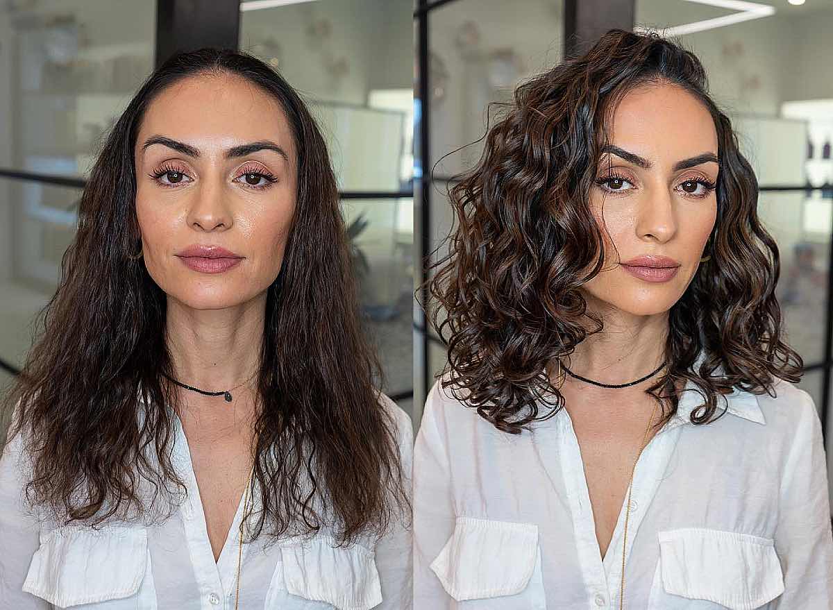 before and after medium curly locks