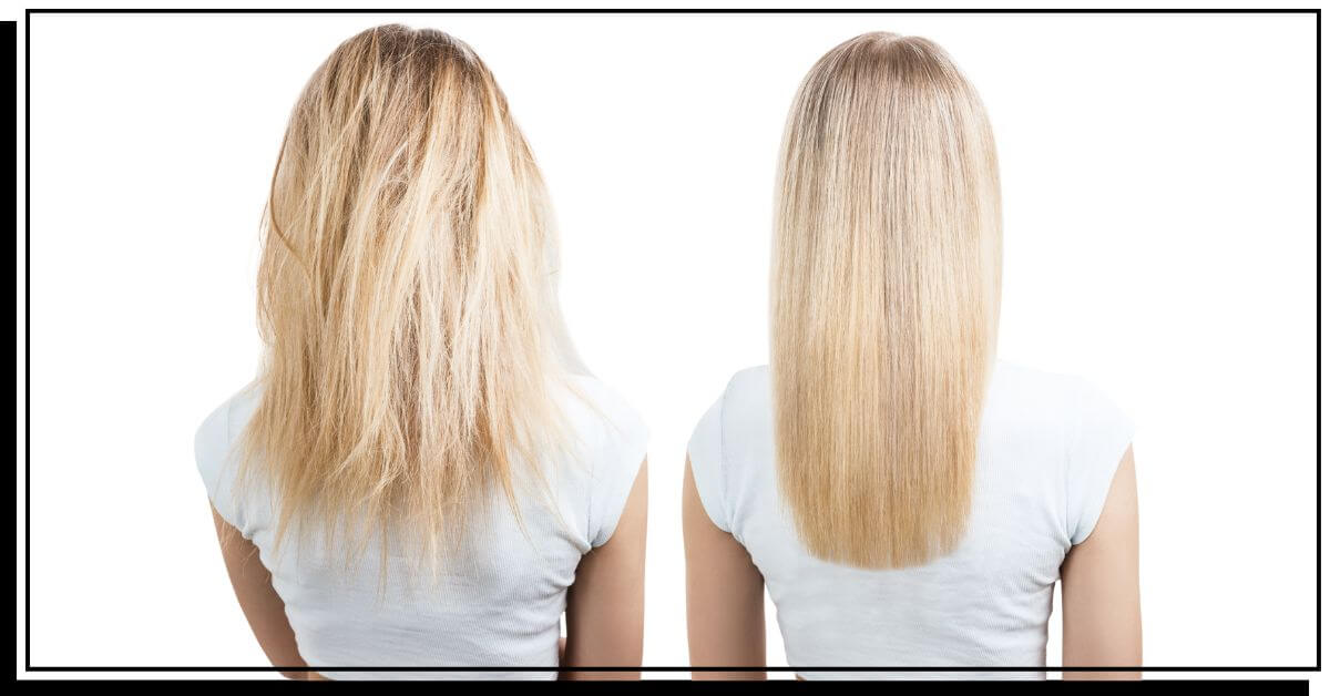 Before and after a jojoba oil hair mask treatment