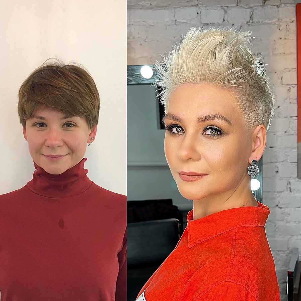 before and after androgynous pixie