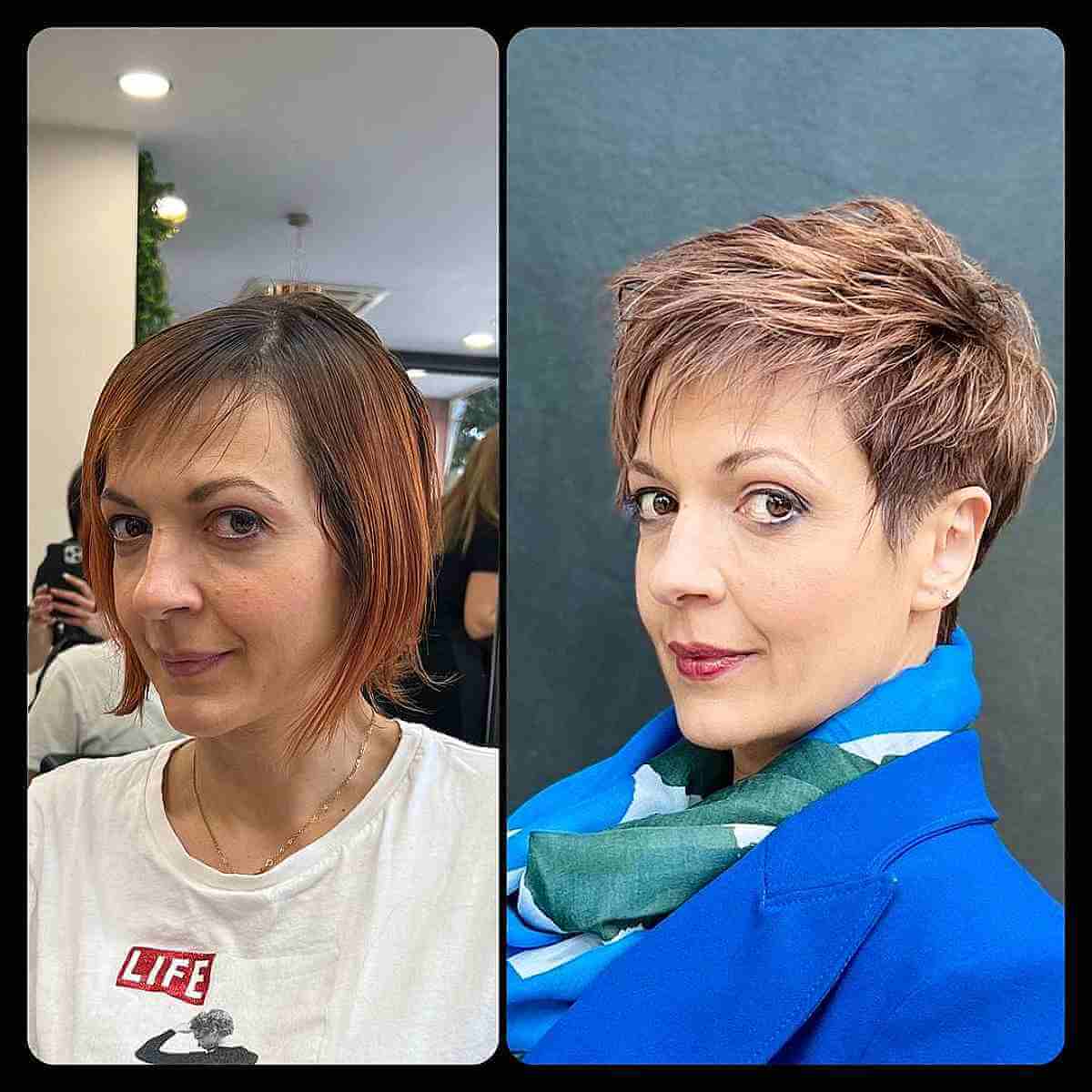 Before and After Pixie Cut
