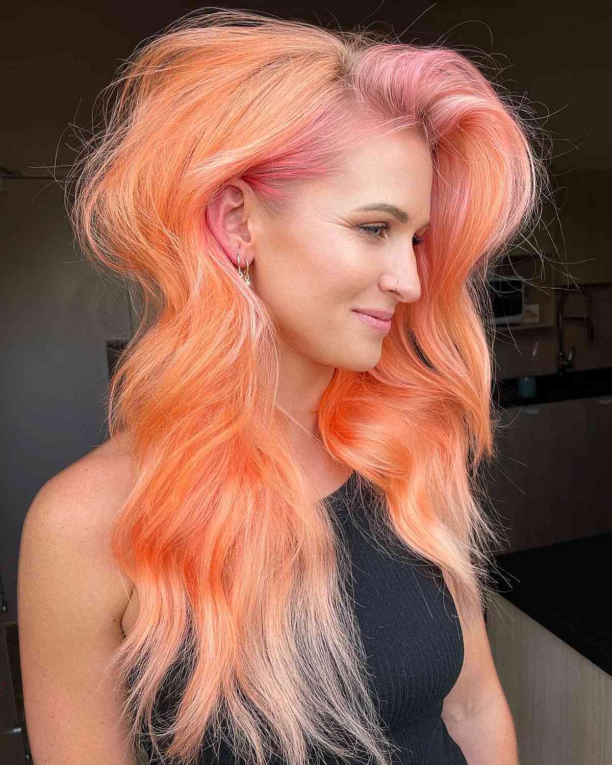 Big Beautiful Fluffy Peach Hair Color Idea