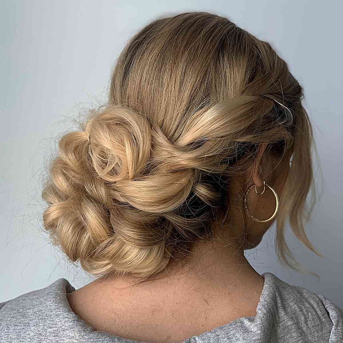 Big Long Hair Low Bun with Front Pieces for Prom