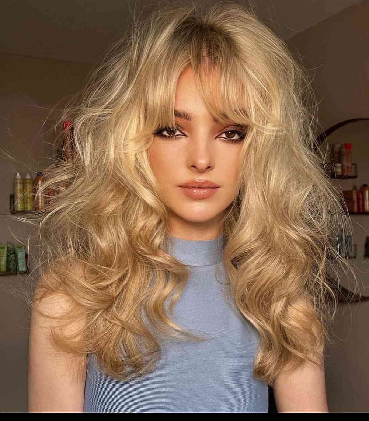 Big Tousled Waves with Middle-Parted Bangs