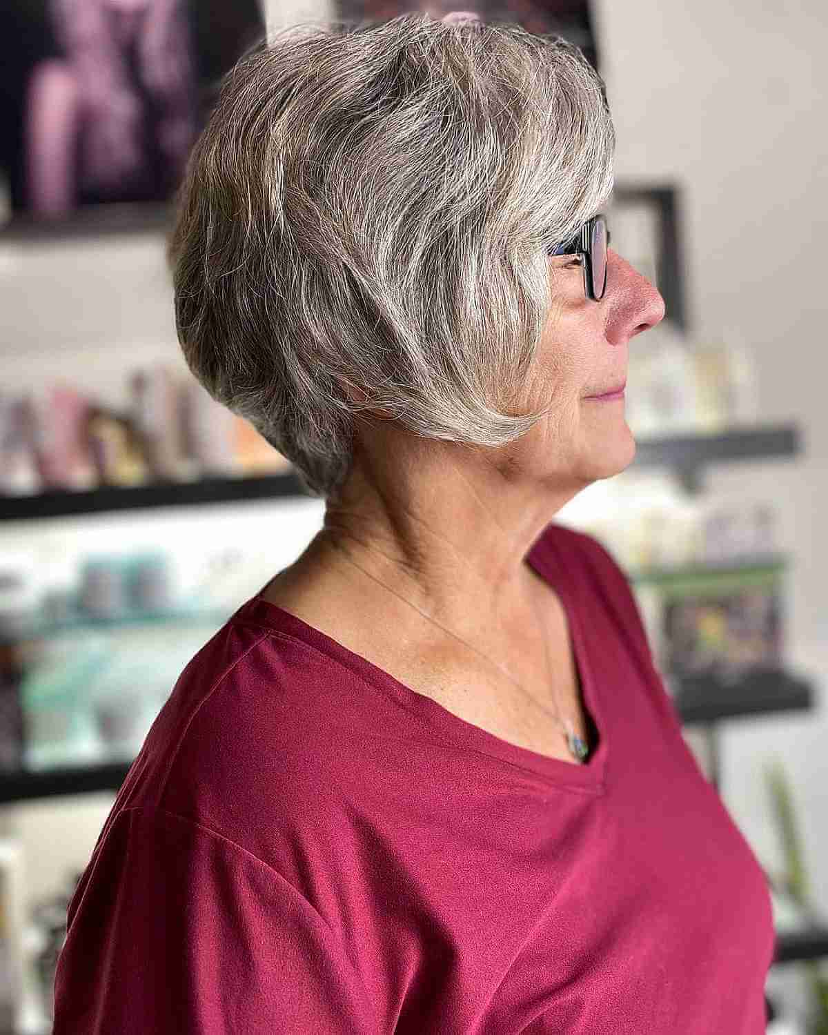 Trendy Bixie Cut with Front Layers for Older Ladies