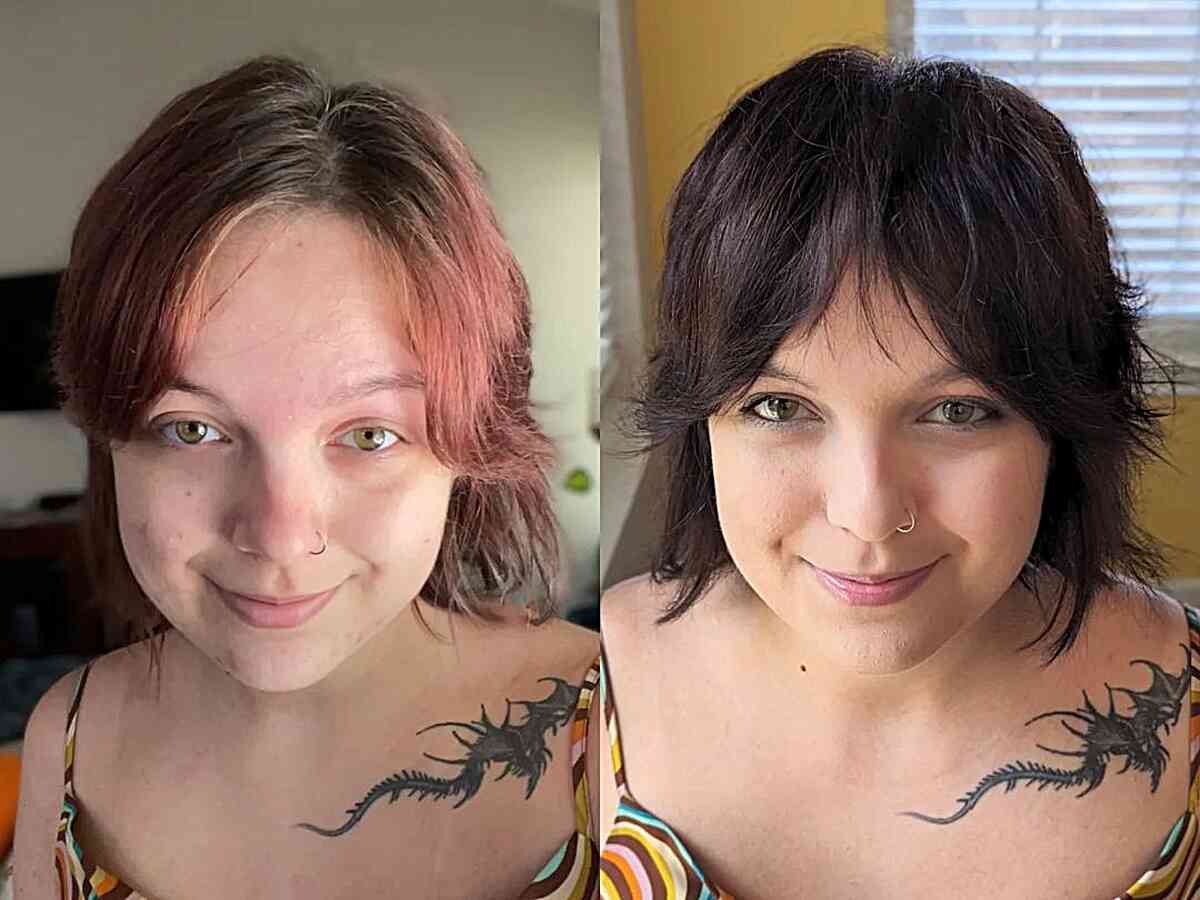 Short bixie shag haircut before and after makeover
