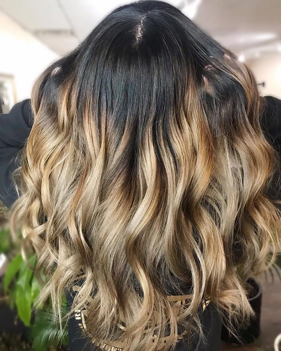 Black and Blonde Ombre-Dyed Hair