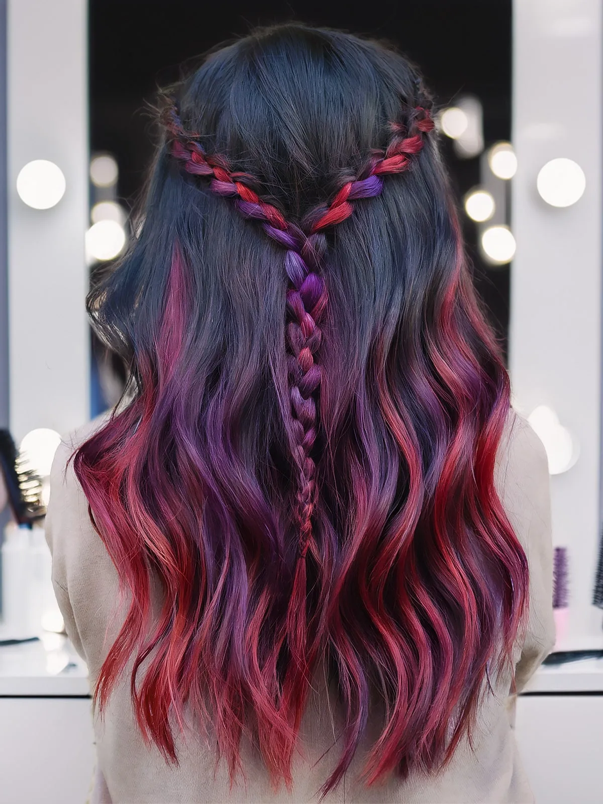 Black red purple hair color