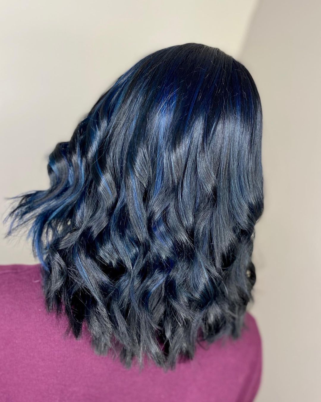 Black Hair with Unique Blue Highlights