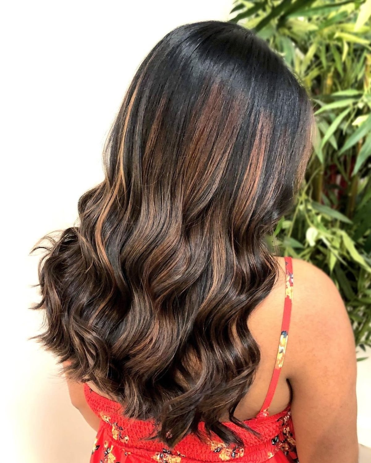 Contrasted Black Hair with Chestnut Highlights