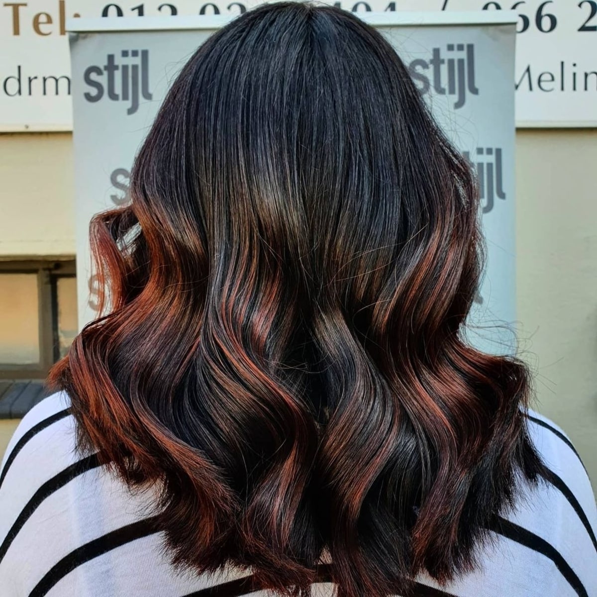 Unique Black hair with red highlights