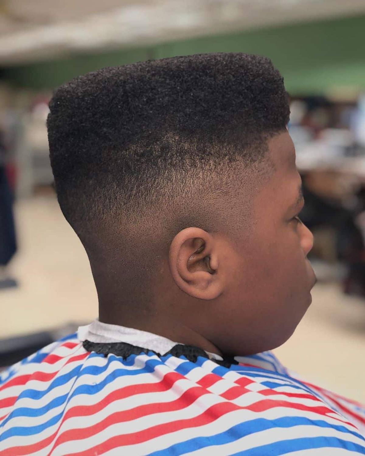 black kid's high flat top fade cut