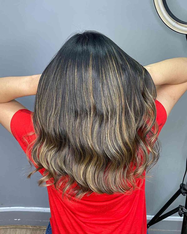 25 Examples Caramel Balayage on Black Hair