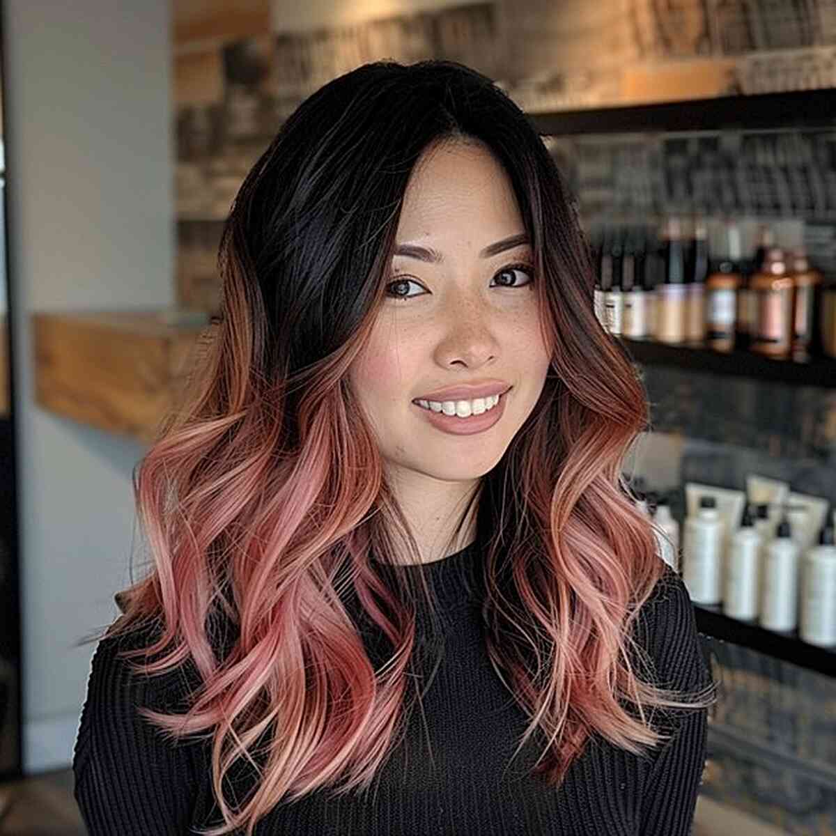 Black to Rose Gold Ombre