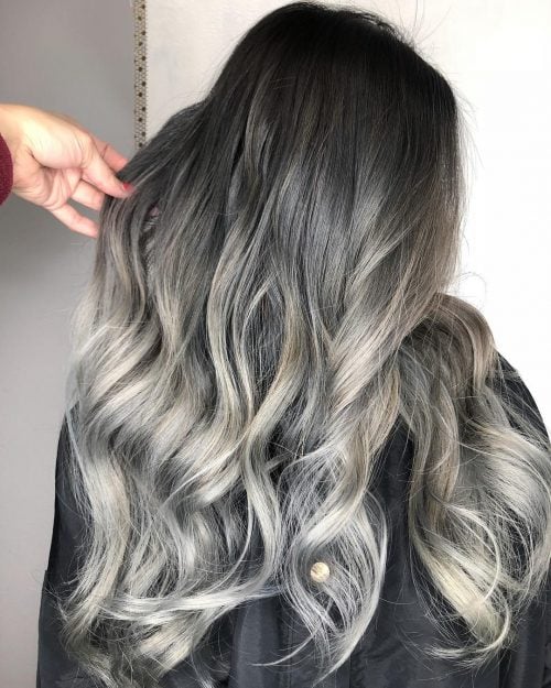 Black to silvery grey ombre