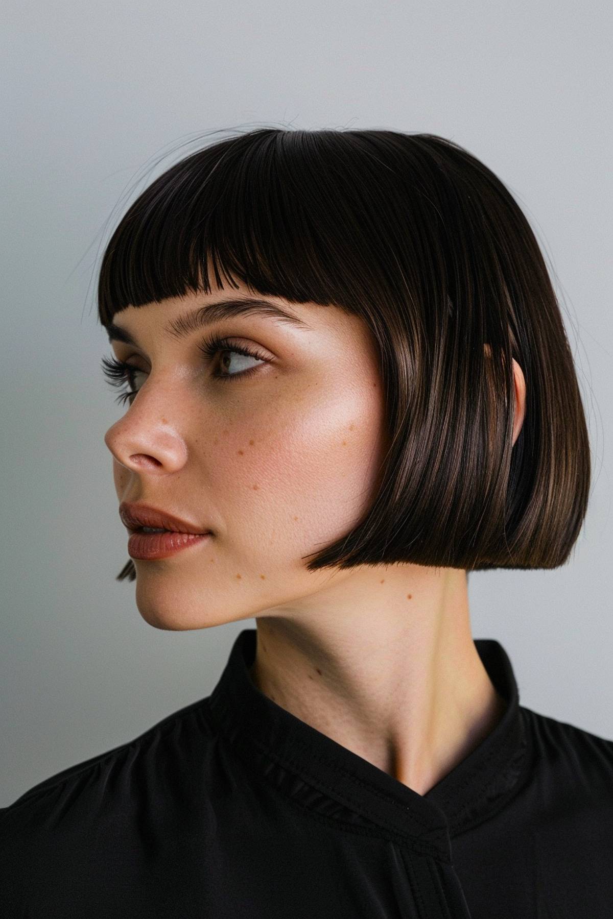 Blunt chin-length bob haircut