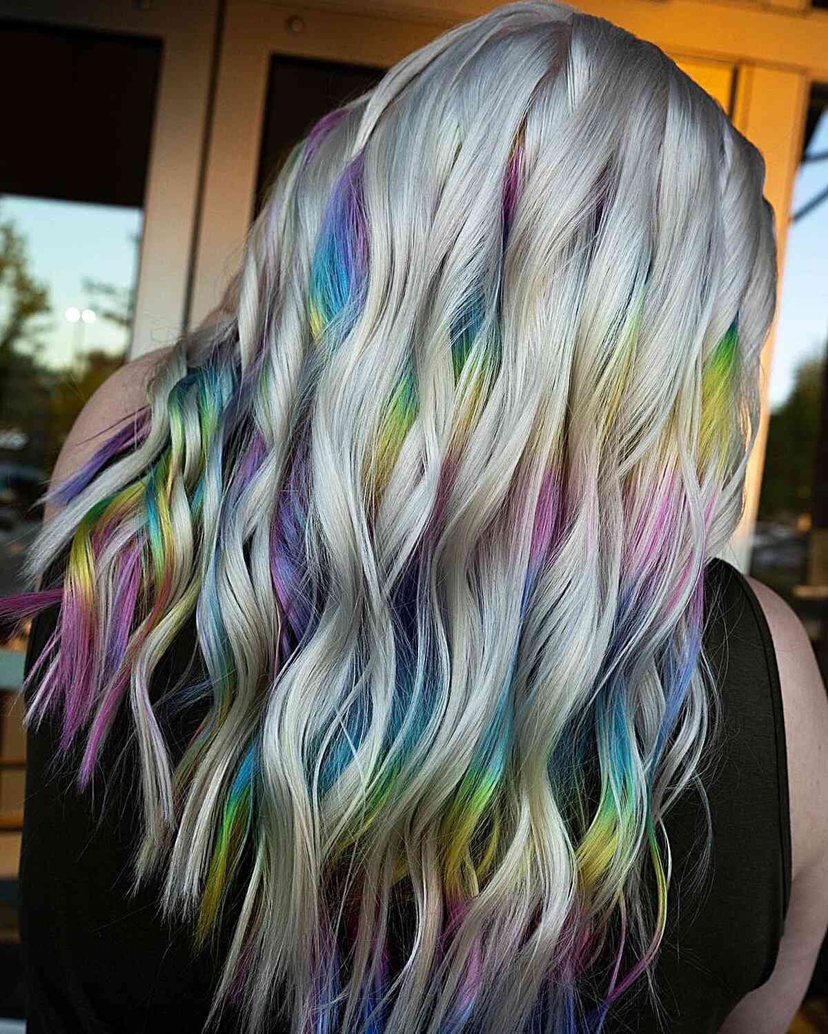 Bleached and Rainbowed Hair for women with an edgy style and textured hair