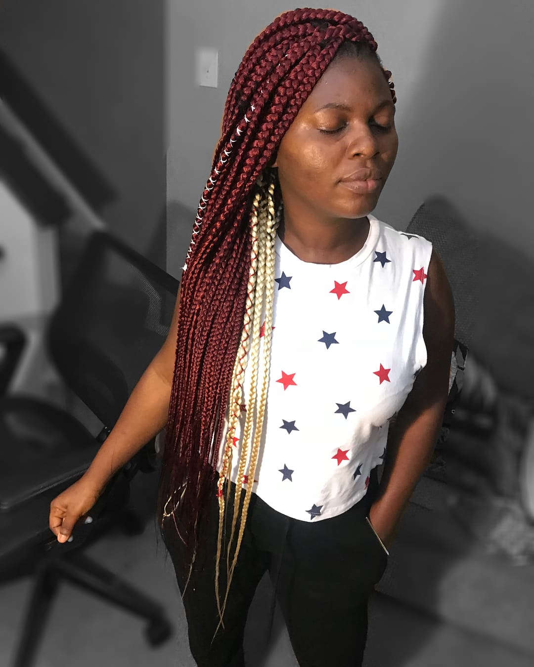 20 Pictures Of Burgundy Box Braids You Have To See Before You Get This 9430