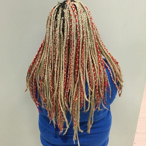 Red and blonde box braids