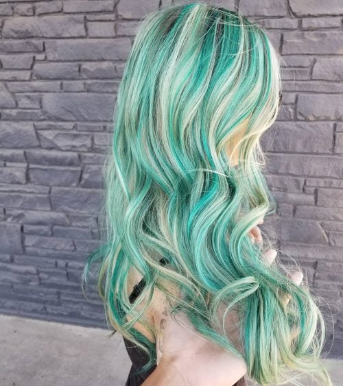 Blonde and Teal